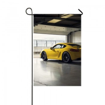 DongGan Garden Flag Porsche Cayman Gt4 Yellow Side View 12x18 Inches(Without Flagpole)