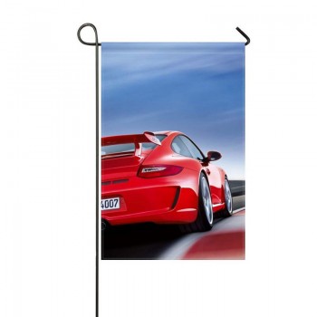 DongGan Garden Flag Porsche Red Auto Black Rear View 12x18 Inches(Without Flagpole)