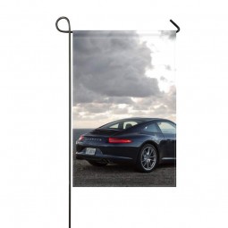 DongGan Garden Flag 911 Carrera Porsche Black Side View 12x18 Inches(Without Flagpole)